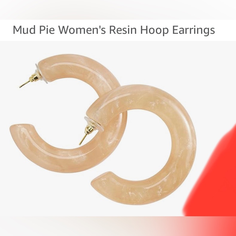 Bnwt Mud Pie Blush Resin Hoop Earrings 2 Diameter Hypoallergenic 5$